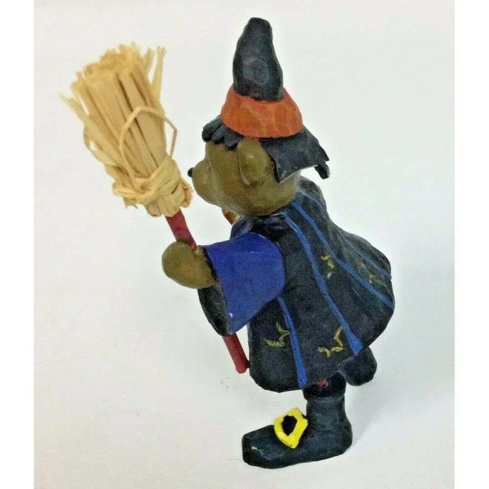Halloween Teddy Bear Witch Resin Figure Figurine Broom Spells Book Decor 5"  B - Picture 3 of 5